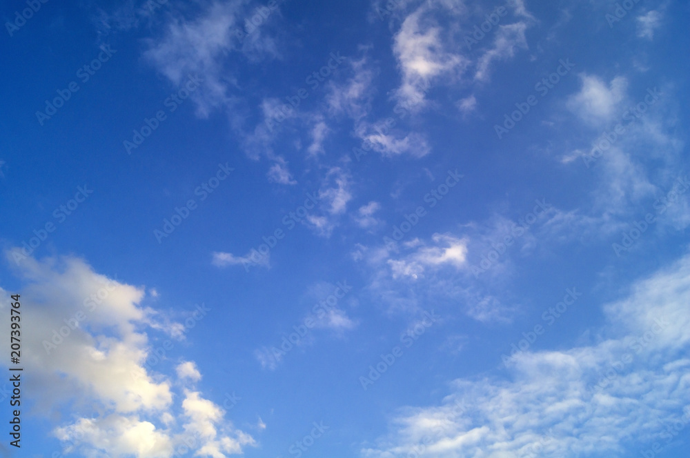 Blue sky with gray swirling clouds