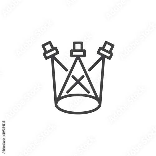 Stage spotlights outline icon. linear style sign for mobile concept and web design. Scene lights simple line vector icon. Symbol, logo illustration. Pixel perfect vector graphics