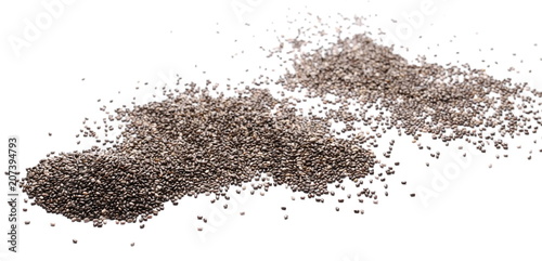 Chia seed pile isolated on white background