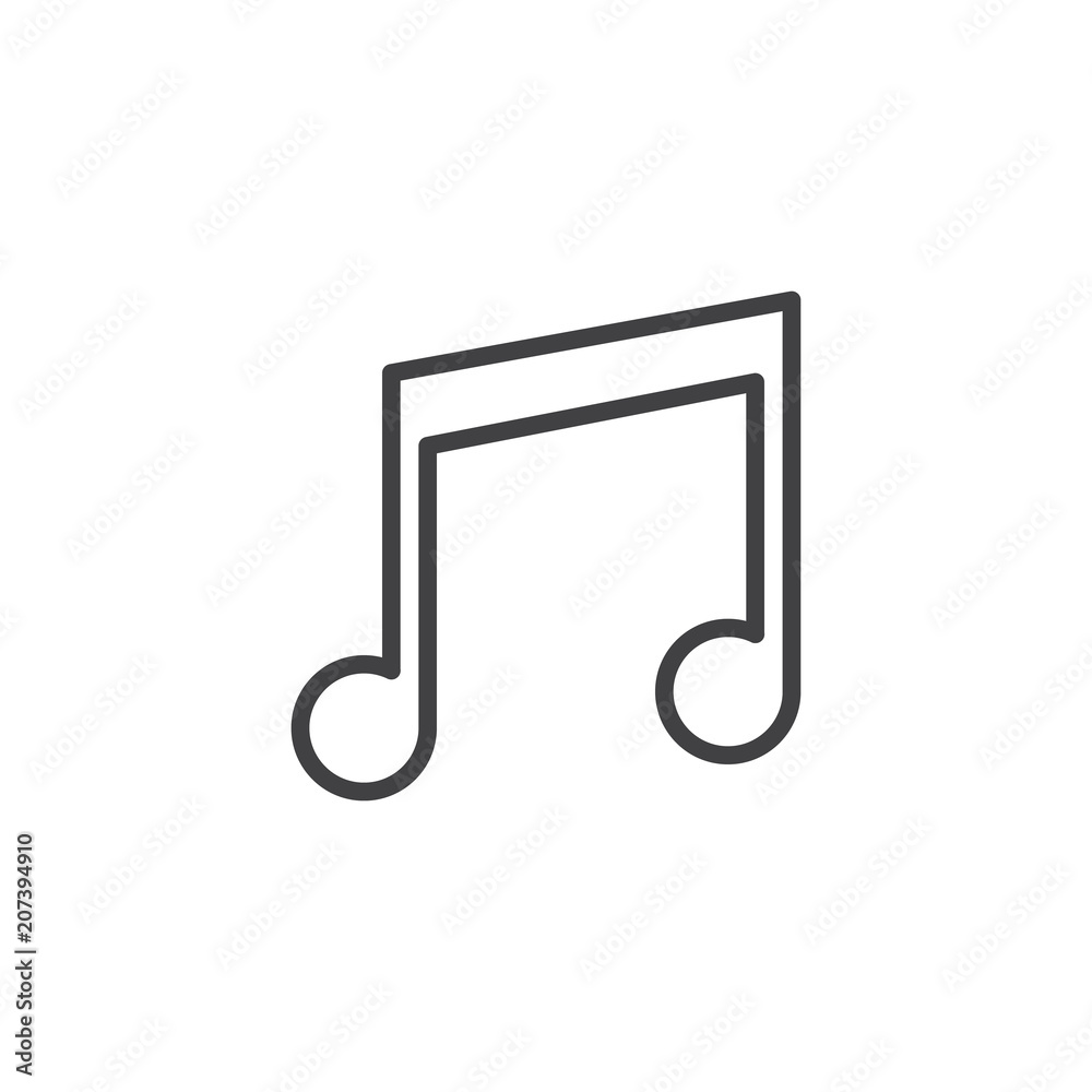 Music note outline icon. linear style sign for mobile concept and web design. Melody simple line vector icon. Symbol, logo illustration. Pixel perfect vector graphics Music note outline icon. linear style sign for mobile concept and web design. Melody simple line vector icon. Symbol, logo illustration. Pixel perfect vector graphics