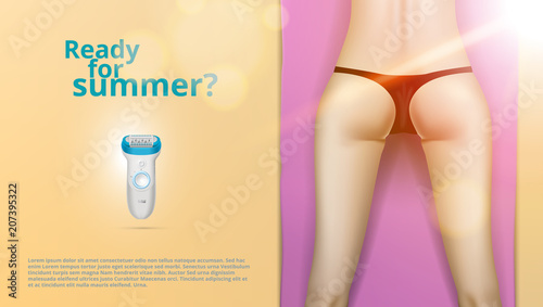 3D Realistic Woman Depilation Hair Removal Advertising Template