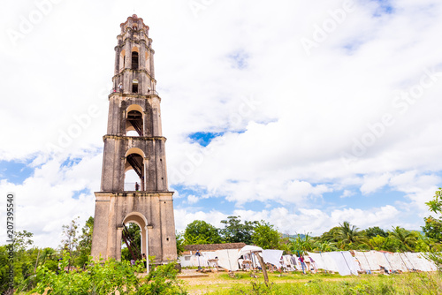 TRINIDAD, CUBA - MAY 16, 2017: View of the tower of Manaki Isnagi. Copy space for text.