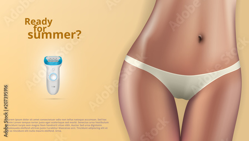 3D Realistic Woman Depilation Hair Removal Advertising Template