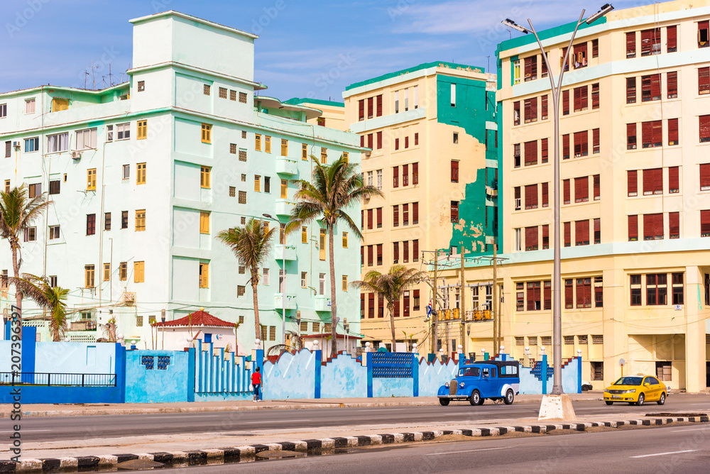 CUBA, HAVANA - MAY 5, 2017: View of buildings and Havana street. Copy space.