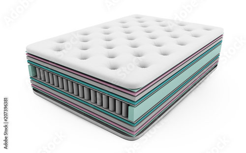 3D illustration of the contents of the mattress layers with pocket springs