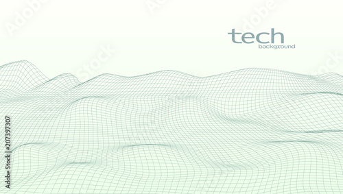 Abstract 3D Digital Grid Terrain Landscape Background
