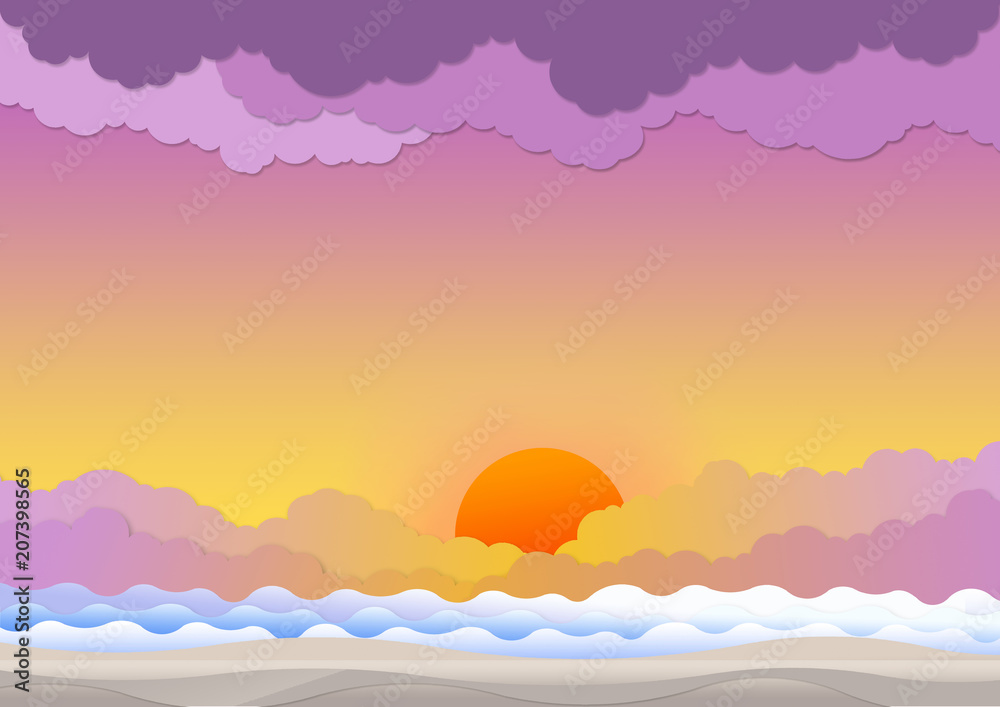 Fototapeta Sunshine and seascape background - Illustration