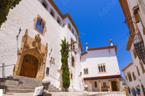 SITGES, CATALUNYA, SPAIN - JUNE 20, 2017: The building of the museum Marisel de Mar. Copy space for text.