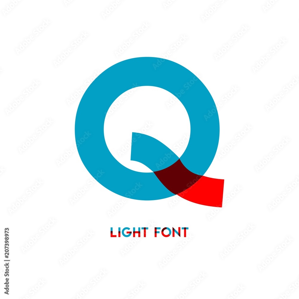 Obraz premium Q Light Font Vector Template Design Illustration