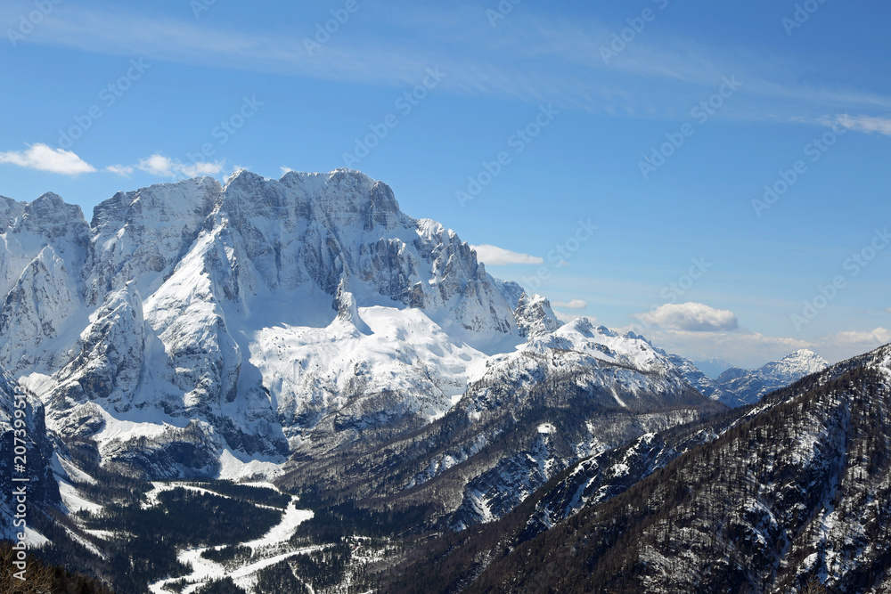 panoramic view of mountains from Lussari Mount in Nothern Italy