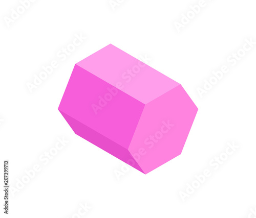 Pink Hexagonal Prism Isolated on White Backdrop
