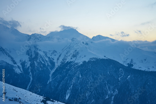 Sunset Over Snow Capped Pyrenean Mountains