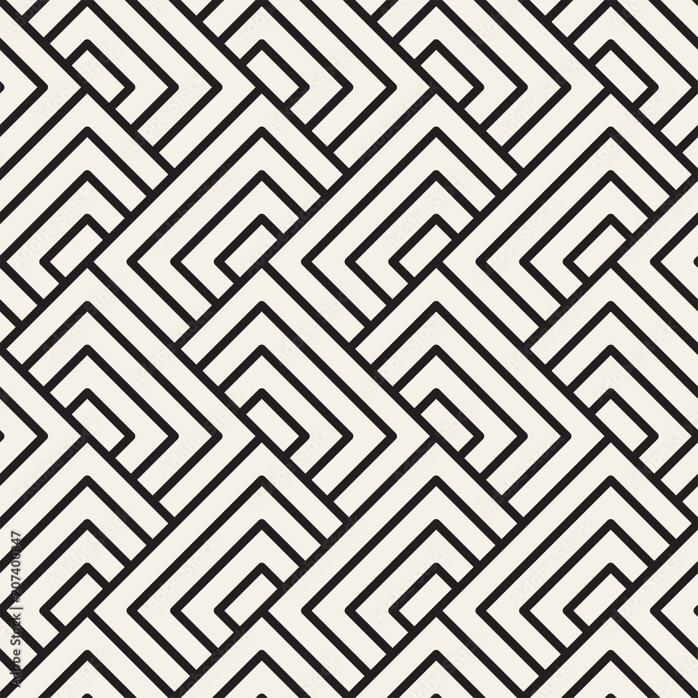 Abstract geometric pattern with stripes. Vector seamless background. Black and white lattice texture.