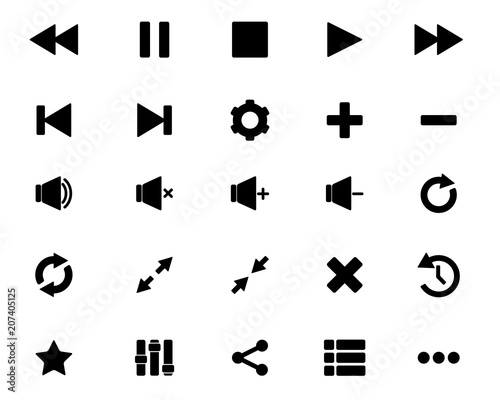 audio video button icon design set illustration,glyph style design, designed for web and app