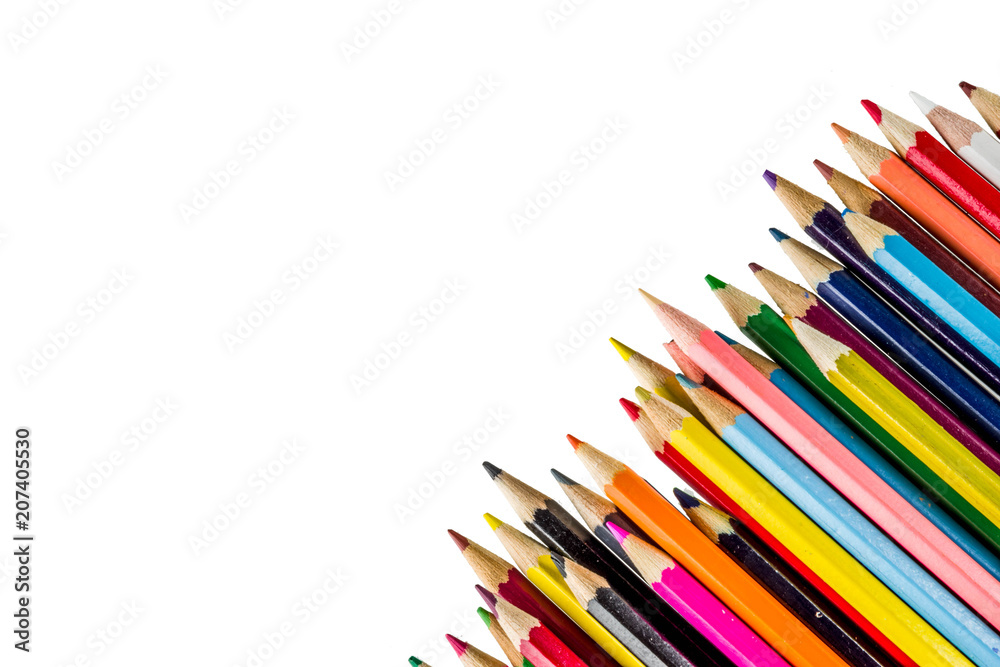 Back to school concept - color pencils isolated on white background Back to school concept - color pencils isolated on white background