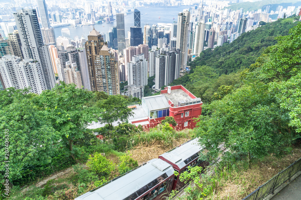 Naklejka premium city skyline in hongkong china