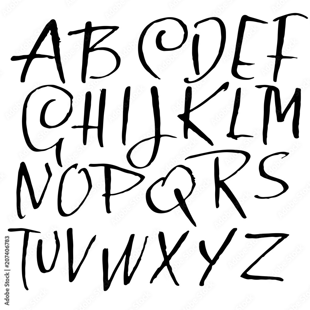 Handdrawn dry brush font. Modern brush lettering. Grunge style alphabet. Vector illustration. Handdrawn dry brush font. Modern brush lettering. Grunge style alphabet. Vector illustration.