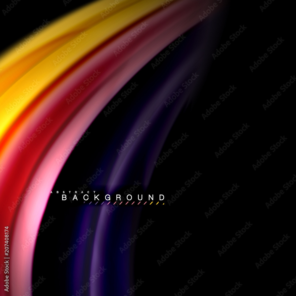 Obraz premium Fluid mixing colors vector wave abstract background design. Colorful mesh waves