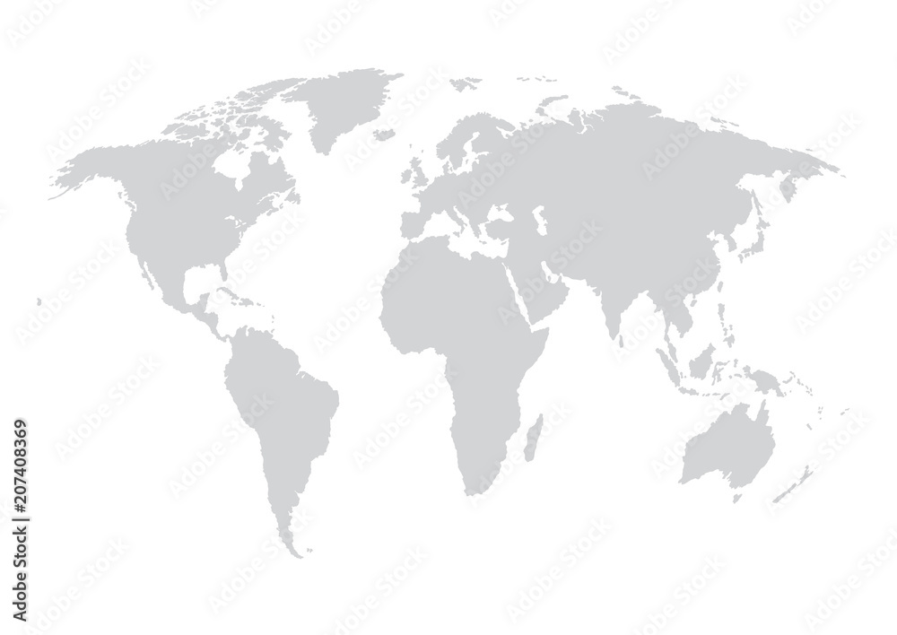 World map isolated on white background. Earth, globe icon. Vector