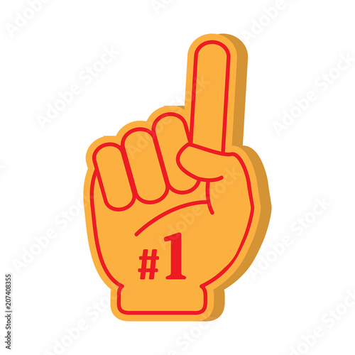 Number one and the best. Vector illustration. Bright colorful foam fingers set.