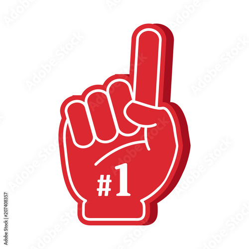 Number one and the best. Vector illustration. Bright colorful foam fingers set.