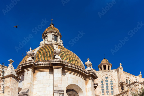 TARRAGONA, SPAIN - OCTOBER 4, 2017: Tarragona Cathedral (Catholic cathedral) on a sunny day. Copy space for text.