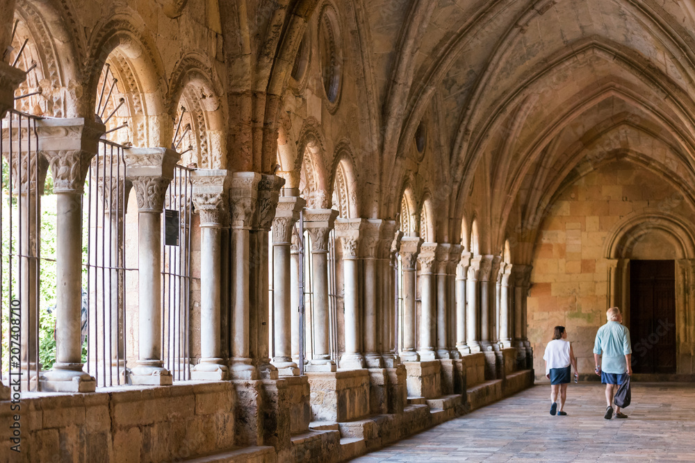 TARRAGONA, SPAIN - OCTOBER 4, 2017: Interior of the Cathedral of Tarragona (Catholic Cathedral). Copy space for text.