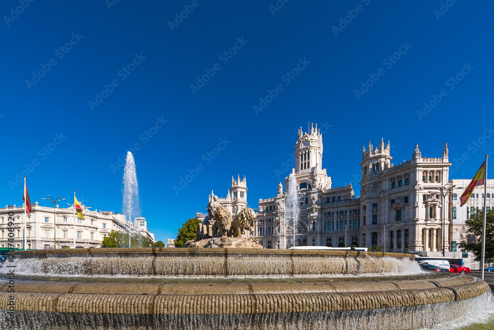 MADRID, SPAIN - SEPTEMBER 26, 2017: The Cybele Palace (City Hall). Copy space for text.