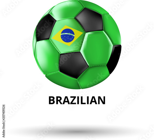 Brazilian card with soccer ball in colors of national flag.