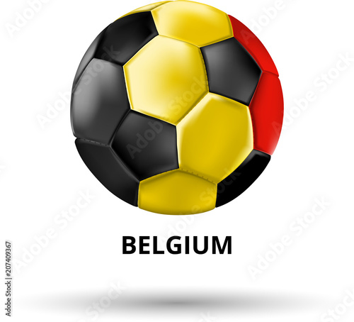Belgium card with soccer ball in colors of national flag.