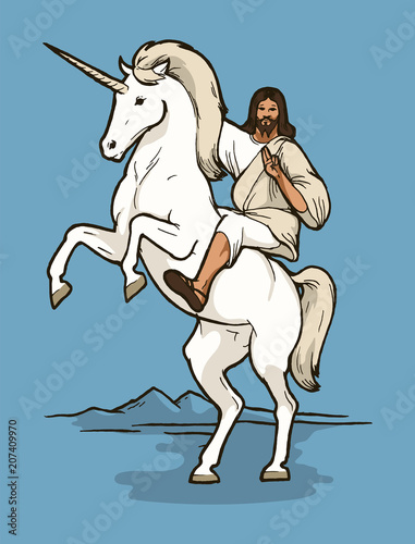 jesus riding unicorn - real christian god horse rider