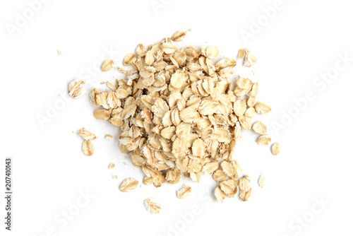 Rolled oats isolated on white background.