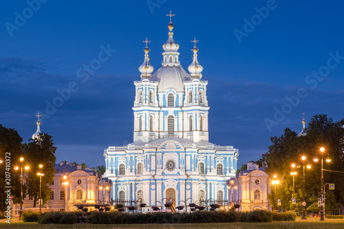 Smolny Convent or Smolny Convent of the Resurrection Voskresensky. Date of foundation 1748. Saint Petersburg, Russia,