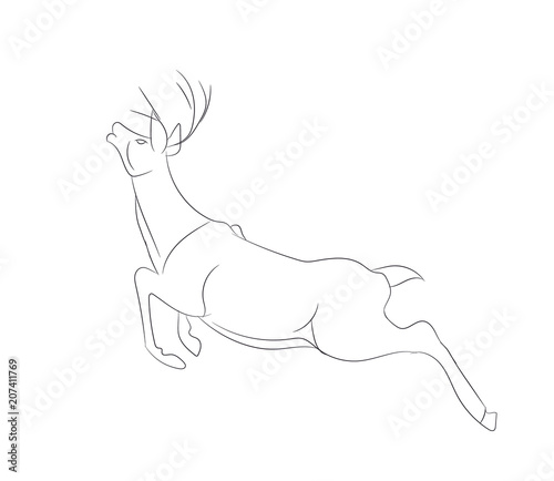 deer running  vector lines