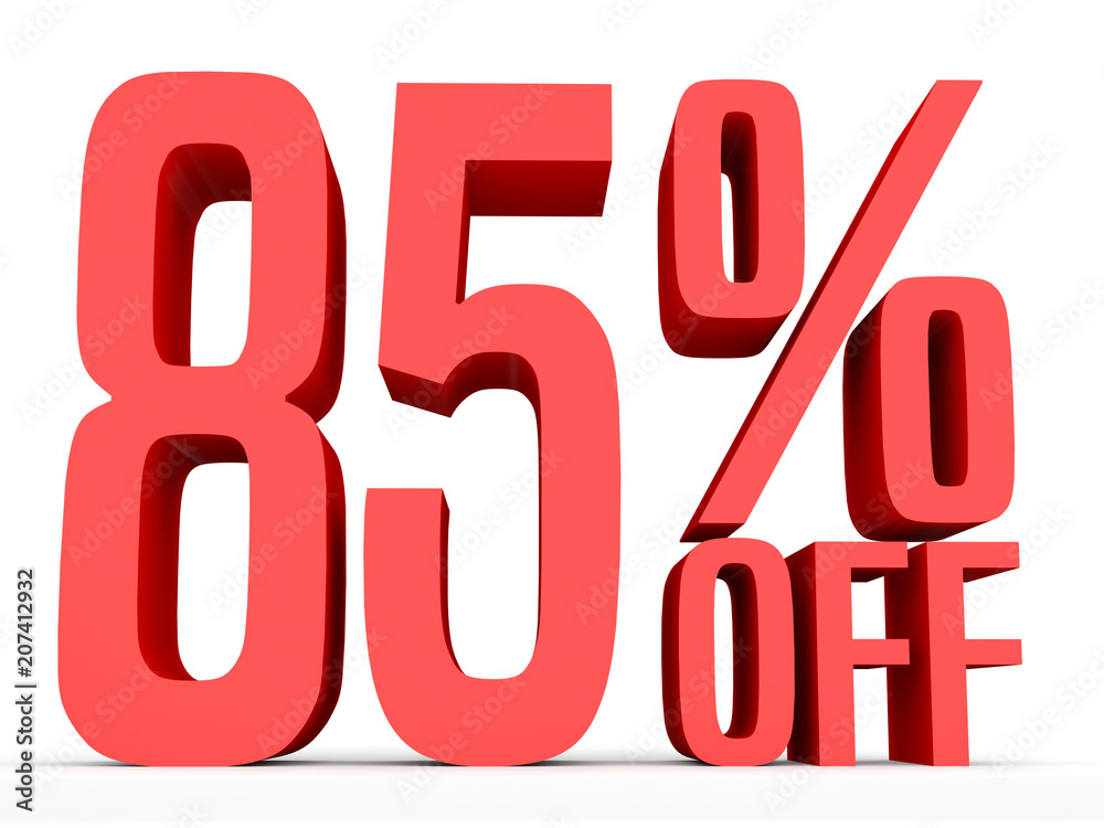 Eighty five percent off. Discount 85 %. Eighty five percent off. Discount 85 %.