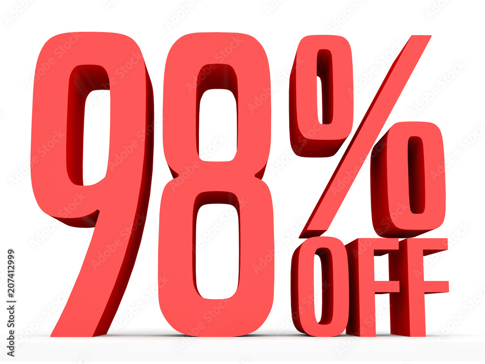 Ninety eight percent off. Discount 98 %.