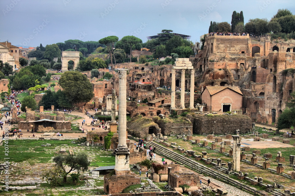 Landscape view of the Roman Forum in Rome, Italy