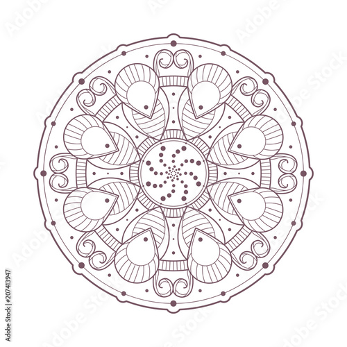 Line art of mandala designed for coloring