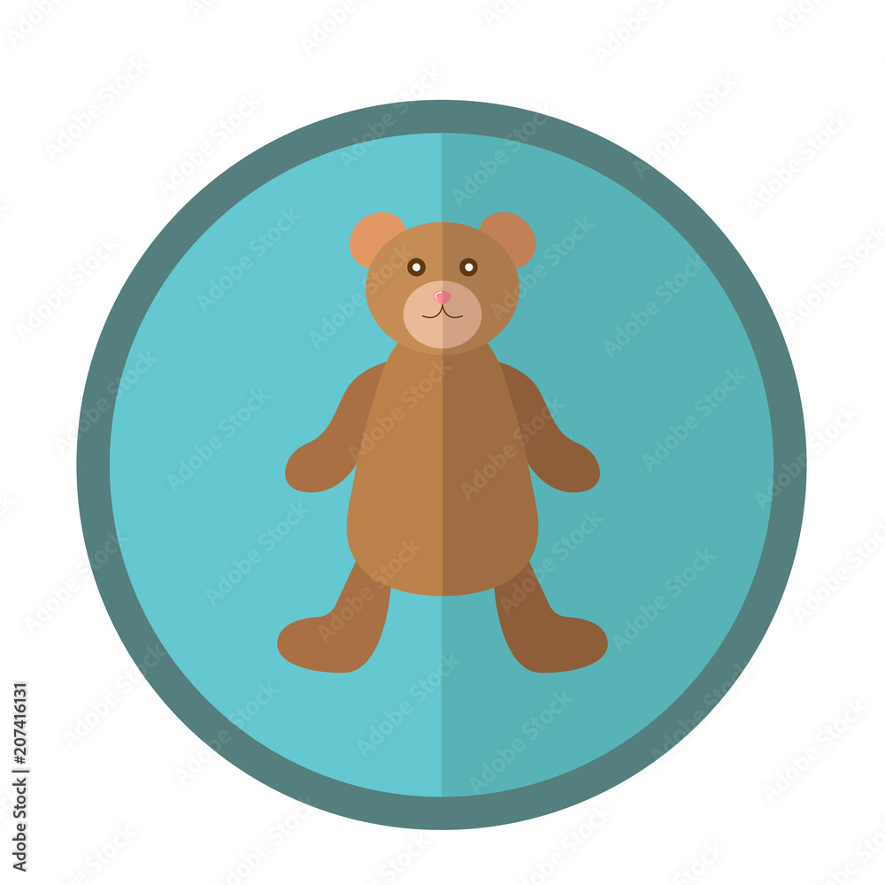 Obraz premium Cute round vector icon with teddy bear.