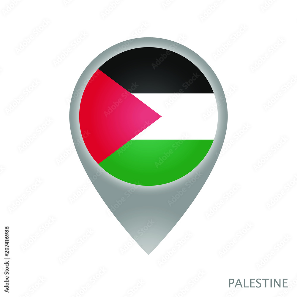 Map pointer with flag of Palestine. Gray abstract map icon. Vector Illustration. Map pointer with flag of Palestine. Gray abstract map icon. Vector Illustration.
