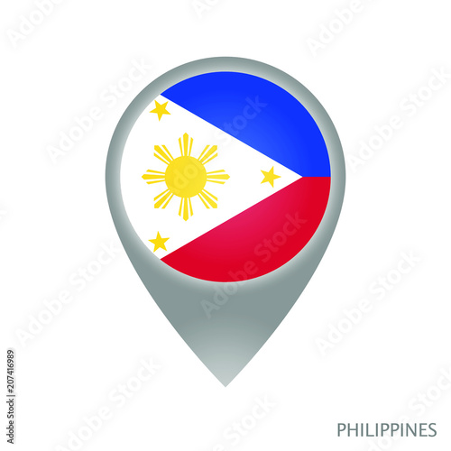 Free Download Map pointer with flag of Philippines. Gray abstract map icon. Vector Illustration. - GFXLoad