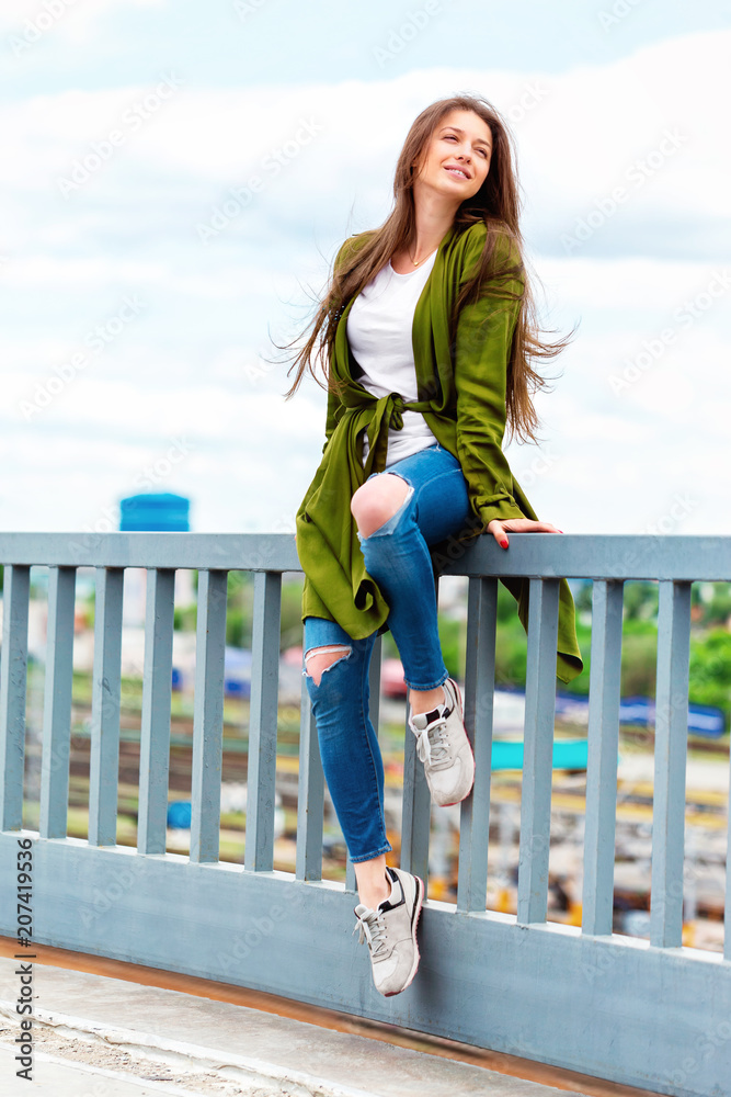 Girl in Fashion Stylish Jeans Stock Image - Image of latino, jumper:  30049857