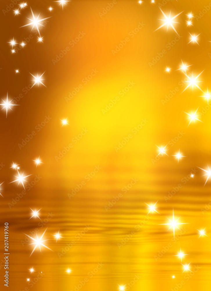 stars on a background of gold and blurry wave