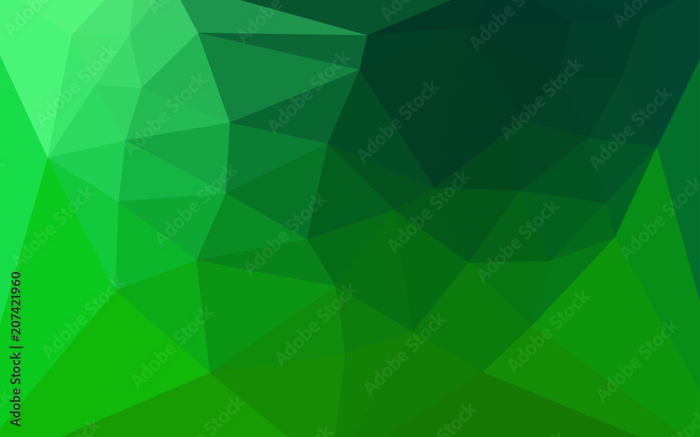 Fototapeta premium Dark Green vector triangle mosaic template with a heart in a centre.