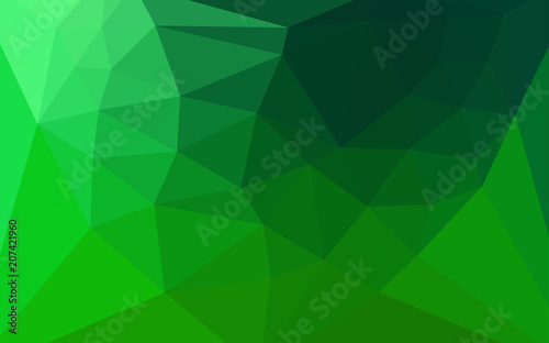 Dark Green vector triangle mosaic template with a heart in a centre.