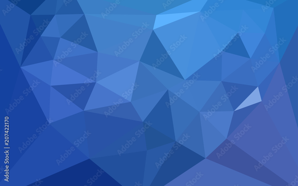 Light BLUE vector triangle mosaic cover with a heart in a centre.