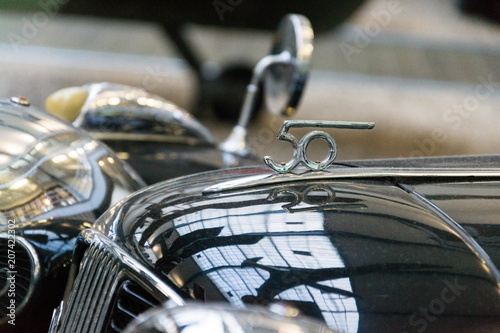 Photography Detail of vintage veteran car Aero 50 HP from year 1939 produced in former Czech