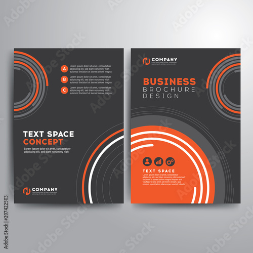 Business brochure template orange gray circle shapes
