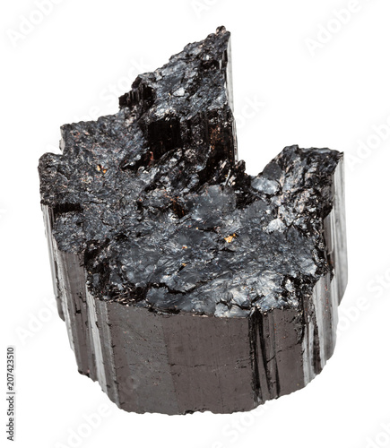 raw crystal of black Tourmaline (Schorl) isolated