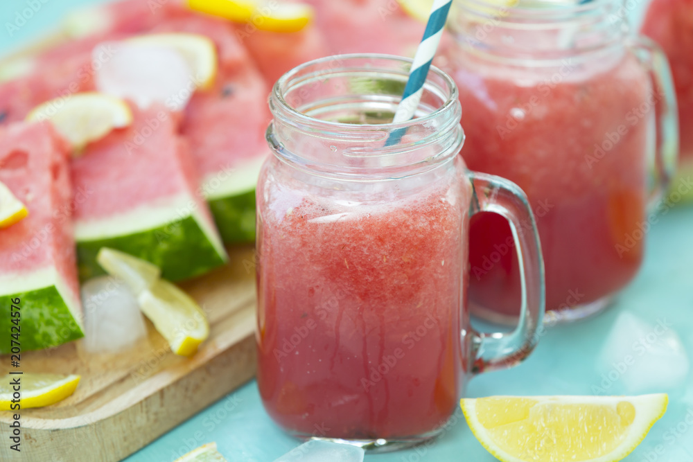 slice of watermelon and fresh watermelon juice slice of watermelon and fresh watermelon juice